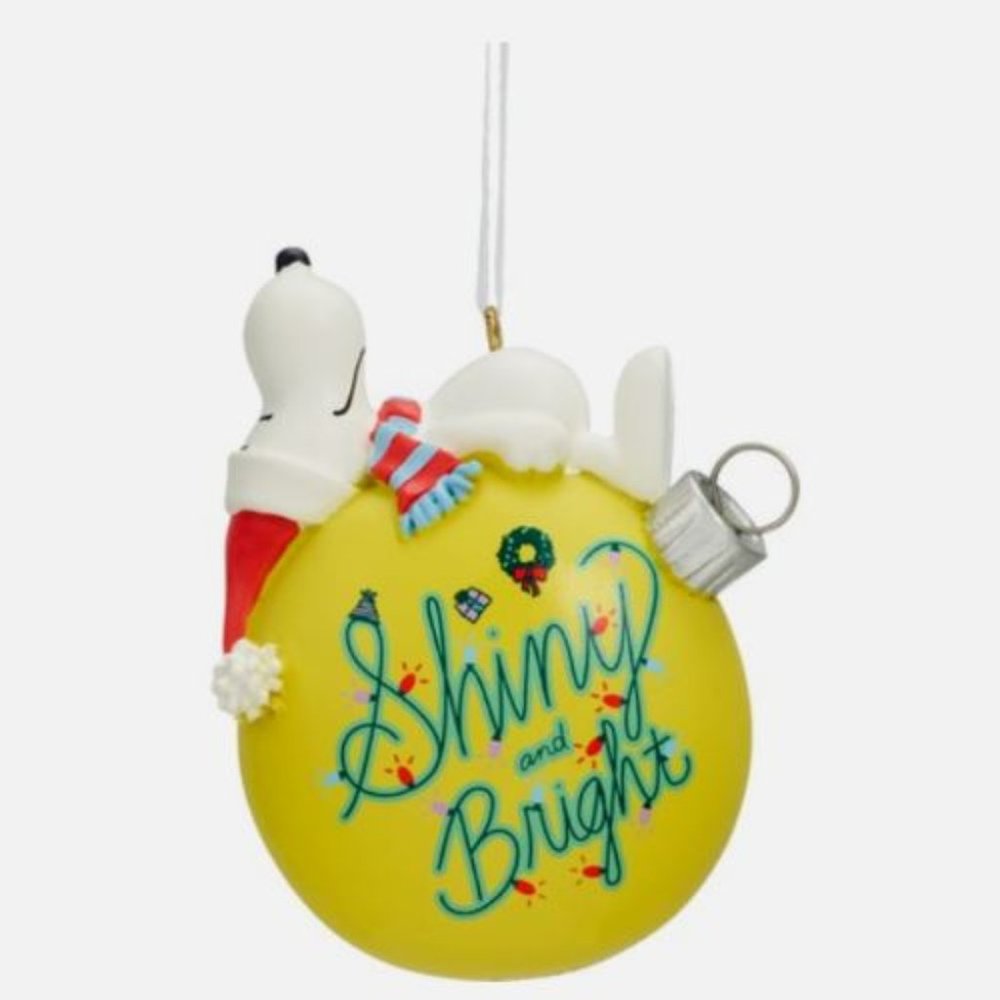 Snoopy on Christmas Green Shiny and Bright Ornament New